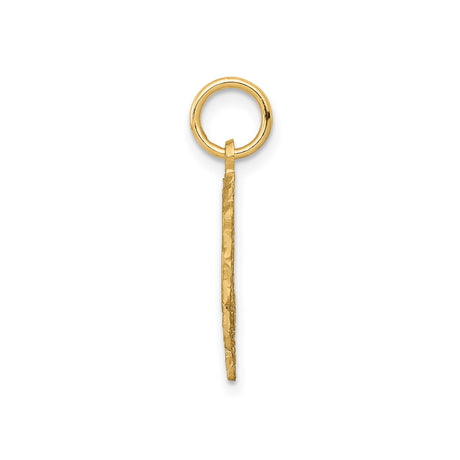 14k Yellow Gold Heart Pendant with Script Letter R, Scalloped Openwork Design