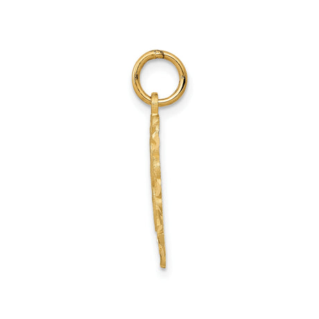 14k Yellow Gold Heart Shaped Initial Pendant with Script Letter L and Lace Border