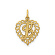 14k Yellow Gold Heart Pendant with Scalloped Border and Cutout Letter P Charm