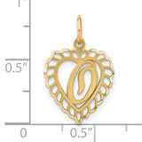 14k Yellow Gold Heart Pendant with Open Filigree Paisley Design