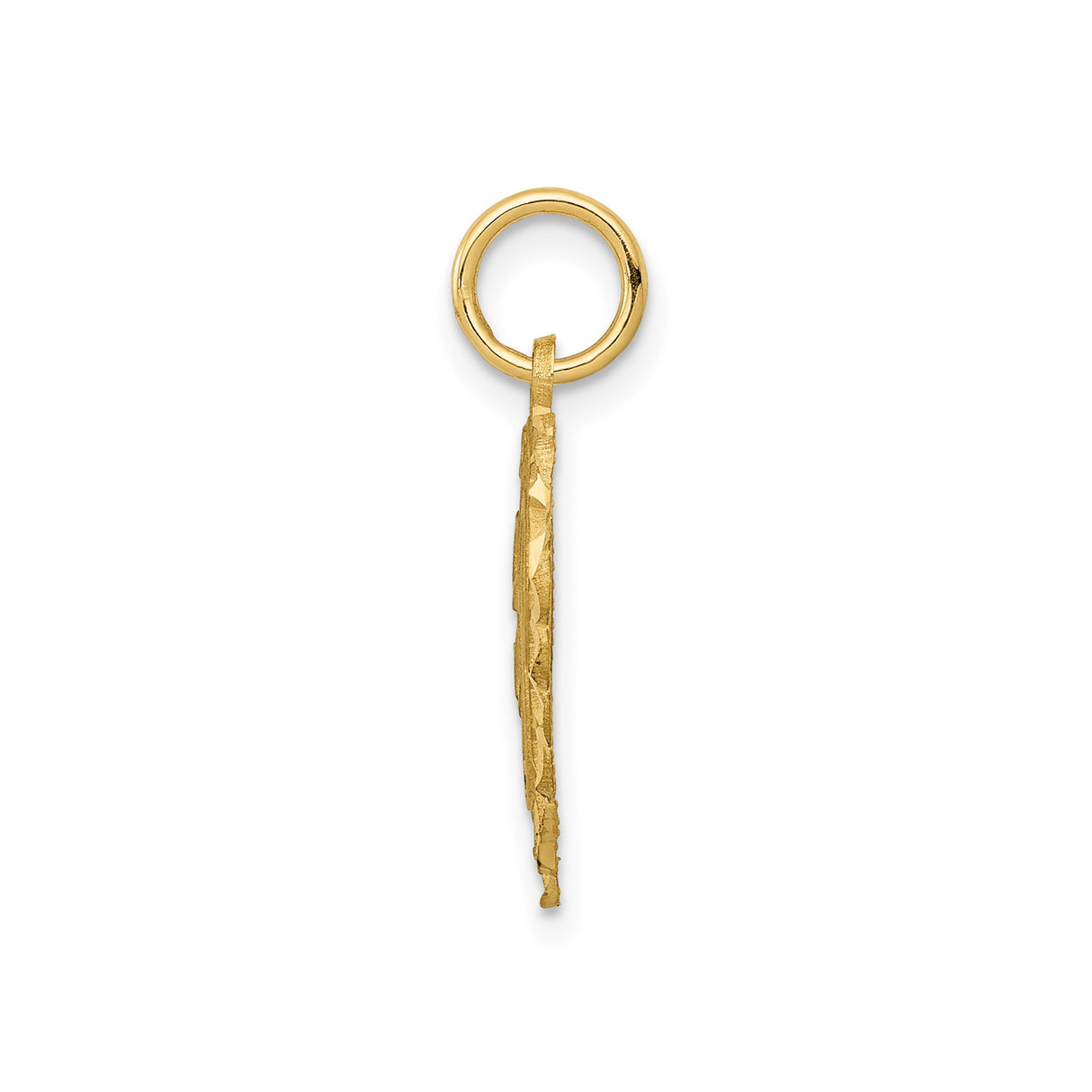 14k Yellow Gold Heart Pendant with Script Letter P and Cutout Border Design