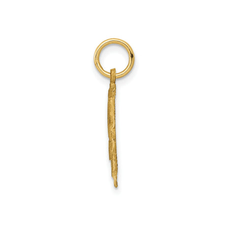 14k Yellow Gold Heart Pendant with Script Letter R, Scalloped Monogram Charm