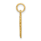 14k Yellow Gold Heart Pendant with Script Letter W, Ornate Filigree Monogram Charm