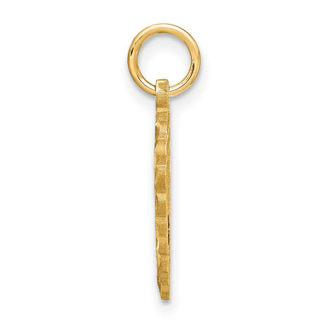 14k Yellow Gold Heart Pendant with Script Letter W, Ornate Filigree Monogram Charm