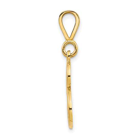 14k Yellow Gold Letter B Pendant, Floral Filigree Alphabet Charm with Cursive Detailing