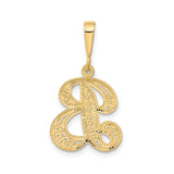 14k Yellow Gold Letter B Pendant, Floral Filigree Alphabet Charm with Cursive Detailing