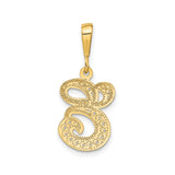 14k Yellow Gold Letter G Pendant, Script Initial Charm with Filigree Cursive Design for Women