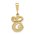 14k Yellow Gold Letter G Pendant, Script Initial Charm with Filigree Cursive Design for Women