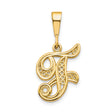 14k Yellow Gold Pendant, Filigree Letter F Charm, Script Initial Monogram Jewelry for Women