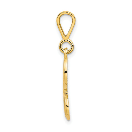 14k Yellow Gold Script Letter H Pendant, Filigree Monogram Charm for Women