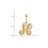 14k Yellow Gold Script Letter H Pendant, Filigree Monogram Charm for Women