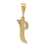 14k Yellow Gold Initial J Pendant, Filigree Script Letter Charm, Dainty Monogram Jewelry