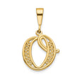 14k Yellow Gold Script Initial O Pendant with Filigree Accents and Polished Finish