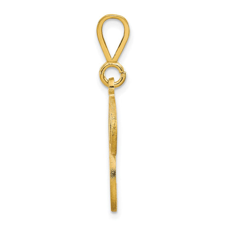 14k Yellow Gold Initial Pendant with Script Letter P, Filigree Monogram Charm for Women