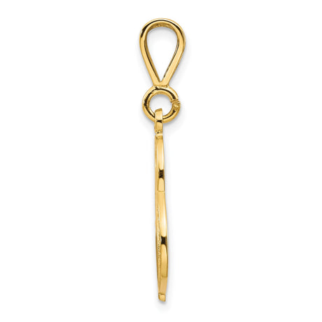 14k Yellow Gold Letter S Pendant, Script Monogram Charm with Filigree Detailing