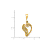 14k Yellow Gold Heart Pendant with Openwork Filigree Scroll Design for Women
