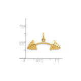 14k Yellow Gold Barbell Pendant, Weightlifting Fitness Charm, Unisex Strength Symbol Jewelry