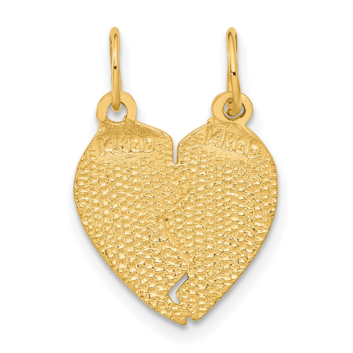 Break Apart Heart Charm Pendant in Real 14k Yellow Gold