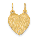 Break Apart Heart Charm Pendant in Real 14k Yellow Gold