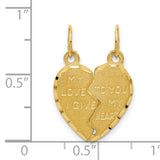 Break Apart Heart Charm Pendant in Real 14k Yellow Gold