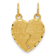 Break Apart Heart Charm Pendant in Real 14k Yellow Gold