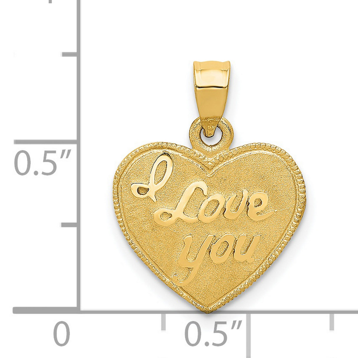 Heart I Love You Charm Pendant in Real 14k Yellow Gold