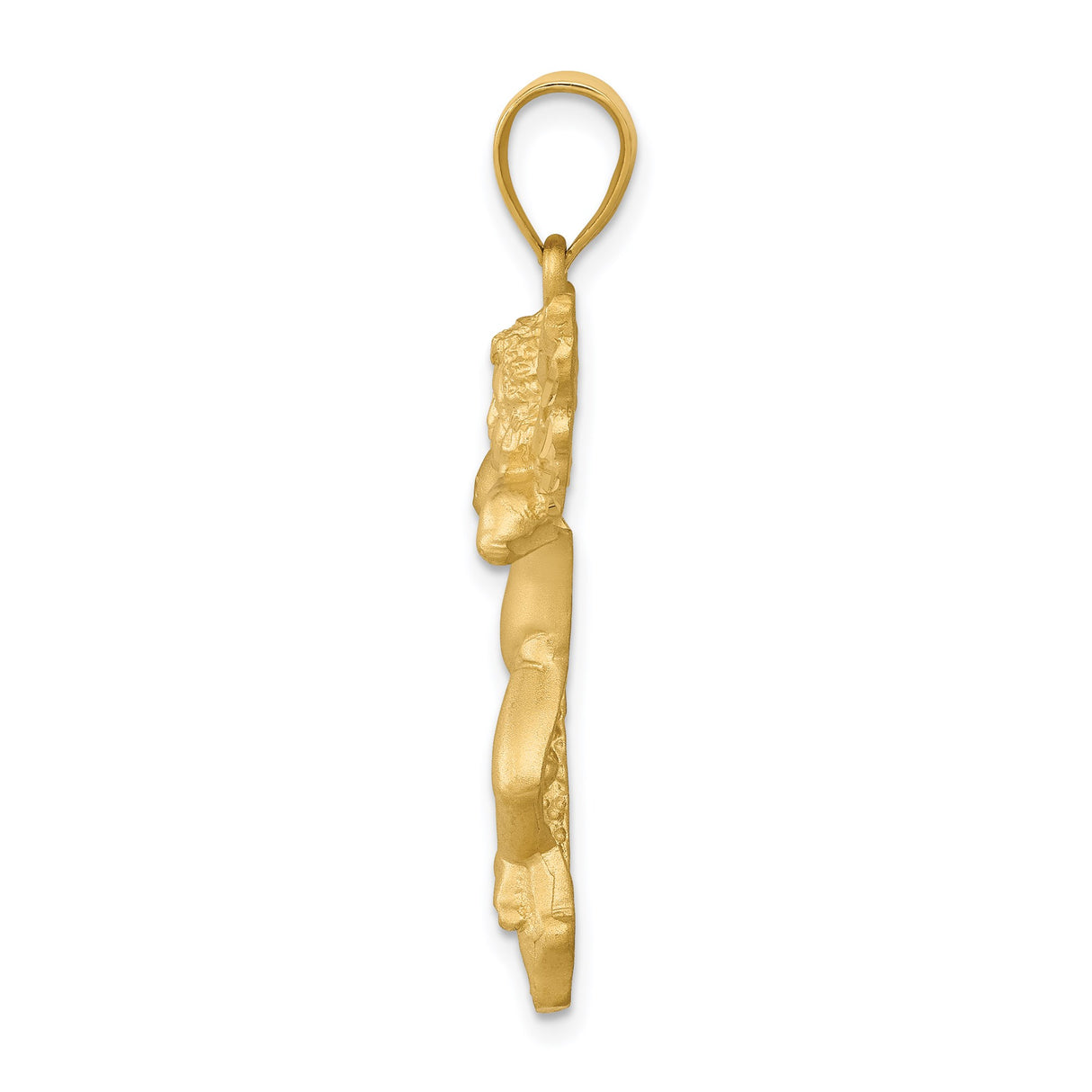 14k Yellow Gold Angel Pendant with Outstretched Wings, Cherub Design, Religious Symbol