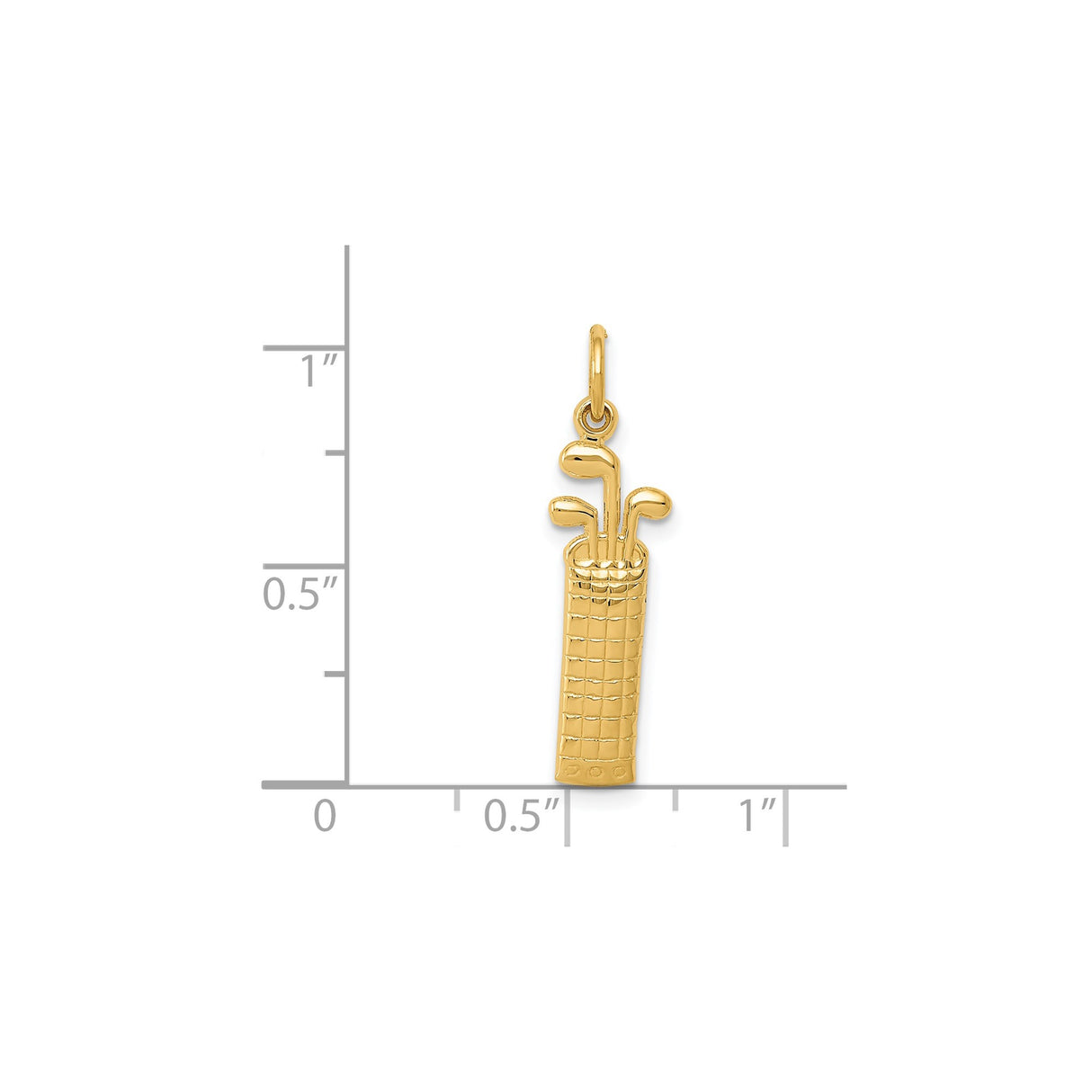 14k Yellow Gold Golf Bag Pendant with Golf Clubs, Sports Theme Charm