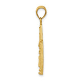 14k Yellow Gold Golf Bag Pendant with Detailed Clubs and Textured Accents