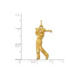 14k Yellow Gold Golfer Pendant with Male Figure Swinging, Sports Charm for Golf Enthusiasts