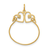 14k Yellow Gold Pendant with Interlocking Open Hearts and Solid Heart Accents