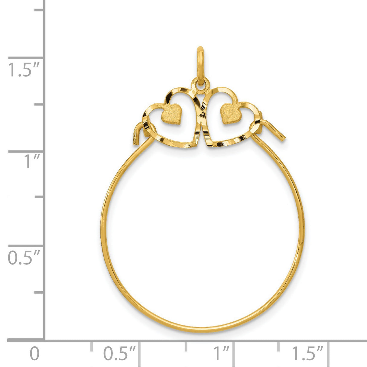14k Yellow Gold Pendant with Interlocking Open Hearts and Solid Heart Accents