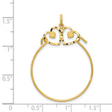14k Yellow Gold Pendant with Interlocking Open Hearts and Solid Heart Accents