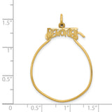14k Yellow Gold Memories Pendant, Textured Script Above Teardrop Outline, Sentimental Keepsake Jewelry