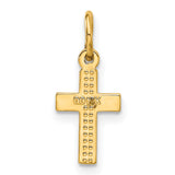 Diamond-Cut Latin Cross Charm Pendant in Real 14k Yellow Gold