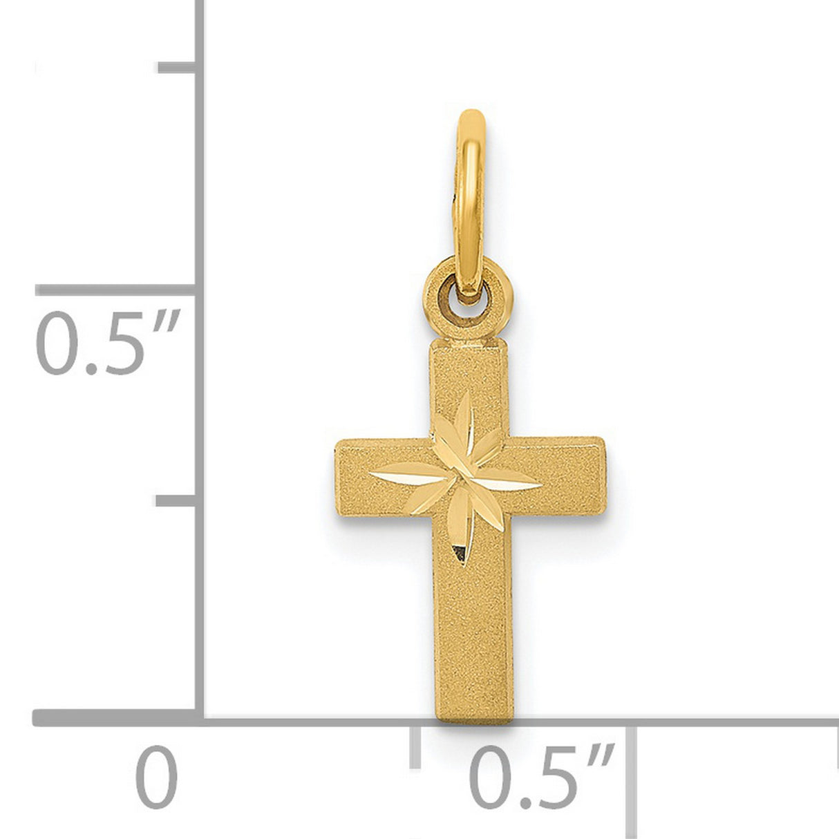 Diamond-Cut Latin Cross Charm Pendant in Real 14k Yellow Gold