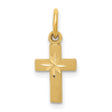 Diamond-Cut Latin Cross Charm Pendant in Real 14k Yellow Gold