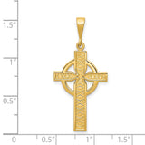 14k Yellow Gold Celtic Cross Pendant with Intricate High Cross Design for Men and Women