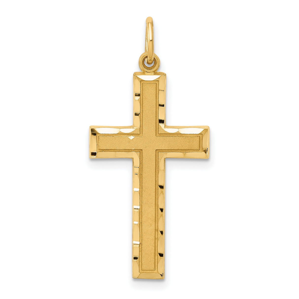 Diamond-Cut Latin Cross Charm Pendant in Real 14k Yellow Gold