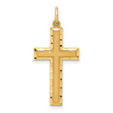 Diamond-Cut Latin Cross Charm Pendant in Real 14k Yellow Gold