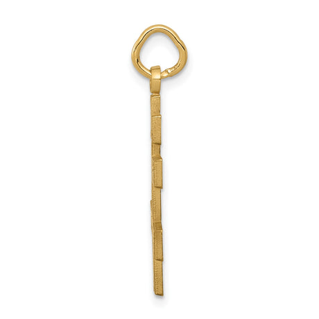 14k Yellow Gold Orthodox Cross Pendant with Satin Finish and Beaded Border