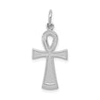 14k White Gold Ankh Cross Pendant with Textured Finish, Egyptian Spiritual Symbol for Men and Women