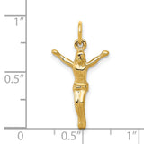 Jesus Corpus Charm Pendant in Real 14k Yellow Gold