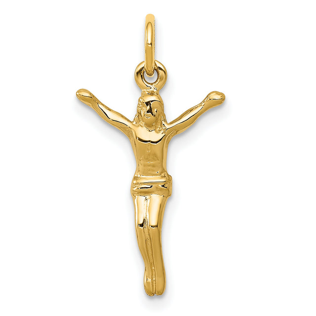 Jesus Corpus Charm Pendant in Real 14k Yellow Gold
