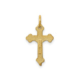 14k Yellow Gold Crucifix Cross Pendant with Raised Christ Matte Texture Religious Design