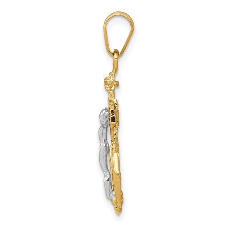 14k Multi-Tone Gold Anchor Crucifix Pendant with Nautical Rope Detailing