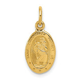 14k Yellow Gold Saint Christopher Oval Medal Pendant, Travel Blessing and Protection
