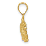 Pouncing Male Lion Charm Pendant in Real 14k Yellow Gold