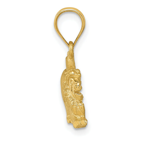 Pouncing Male Lion Charm Pendant in Real 14k Yellow Gold