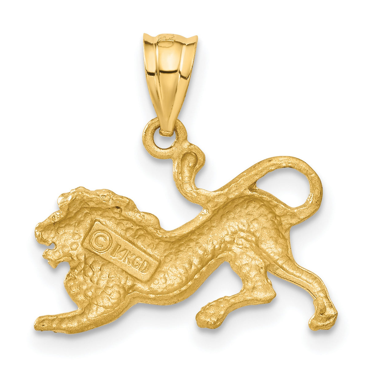 Pouncing Male Lion Charm Pendant in Real 14k Yellow Gold